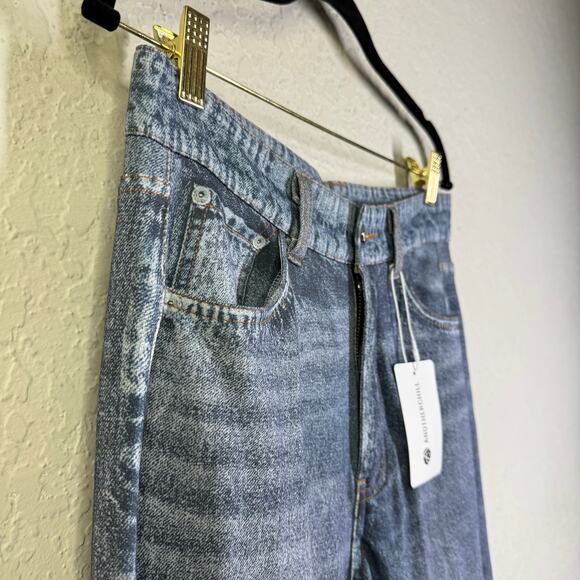 ANOTHERCHILL Jeans Medium Sweatpants Faux Denim Wide Leg Front Zipper & Pockets - Picture 8 of 16